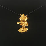 24k Pure Yellow Gold 5.2g Solid Pig on a Skateboard Pendant