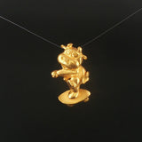 24k Pure Yellow Gold 5.2g Solid Pig on a Skateboard Pendant