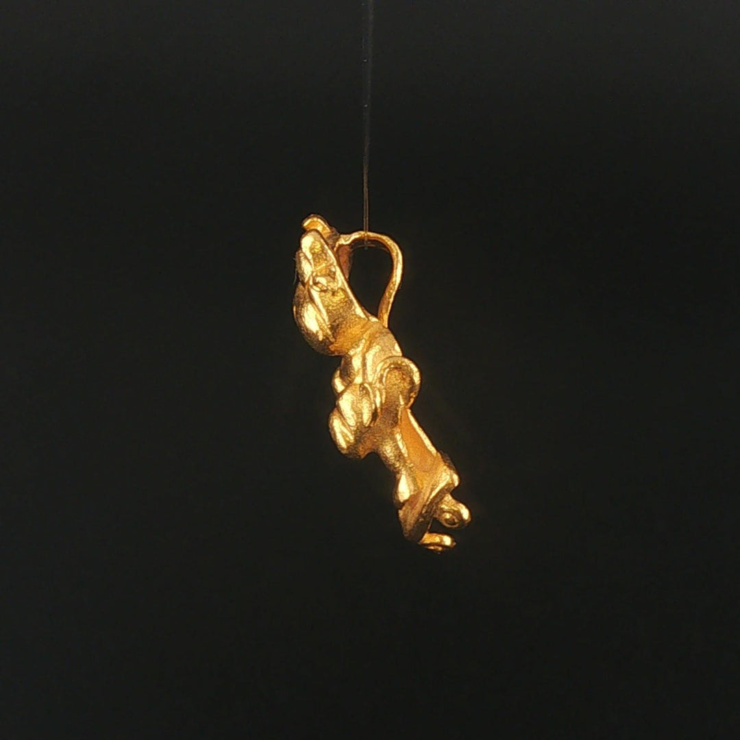 24k Pure Yellow Gold 5.2g Solid Pig on a Skateboard Pendant