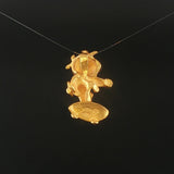 24k Pure Yellow Gold 5.2g Solid Pig on a Skateboard Pendant