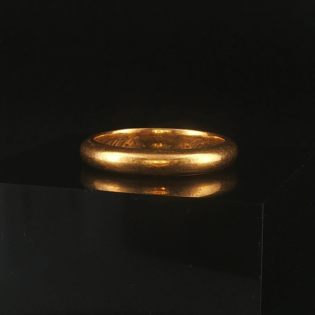 Antique 22k Yellow Gold 6g Solid 3.5mm Band Ring Size 7.5