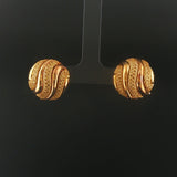 18k Yellow Gold 14.8g Vintage Heavy Fancy Button Stud Earrings Italy