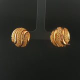 18k Yellow Gold 14.8g Vintage Heavy Fancy Button Stud Earrings Italy