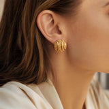 18k Yellow Gold 14.8g Vintage Heavy Fancy Button Stud Earrings Italy