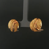 18k Yellow Gold 14.8g Vintage Heavy Fancy Button Stud Earrings Italy