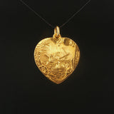 24k Pure Yellow Gold 6.7g Solid Asian Good Fortune Heart Charm Pendant