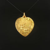 24k Pure Yellow Gold 6.7g Solid Asian Good Fortune Heart Charm Pendant
