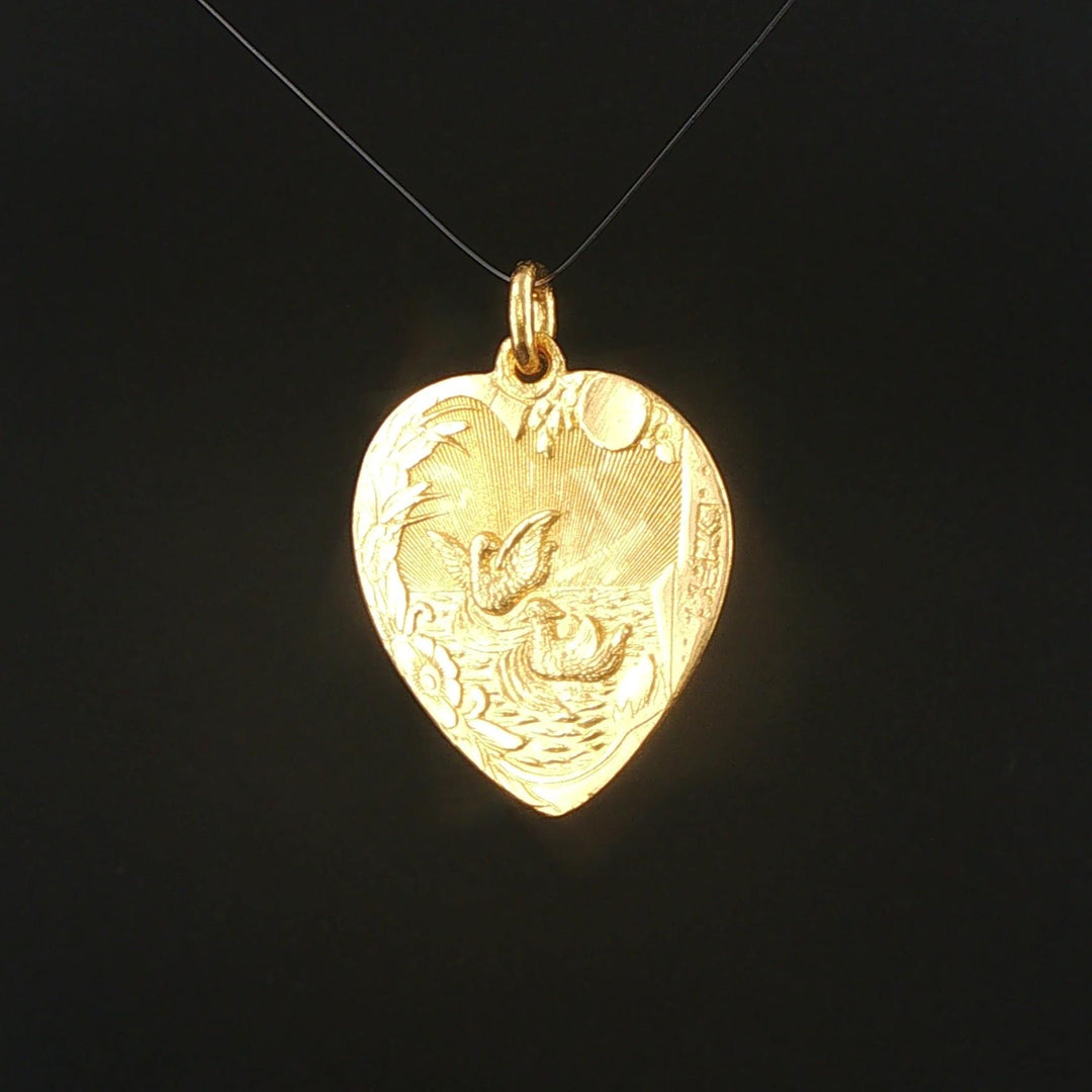 24k Pure Yellow Gold 6.7g Solid Asian Good Fortune Heart Charm Pendant