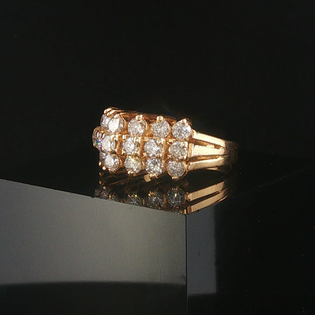 14k Yellow Gold and 2cttw Diamond Ladies Cluster Ring Size 7