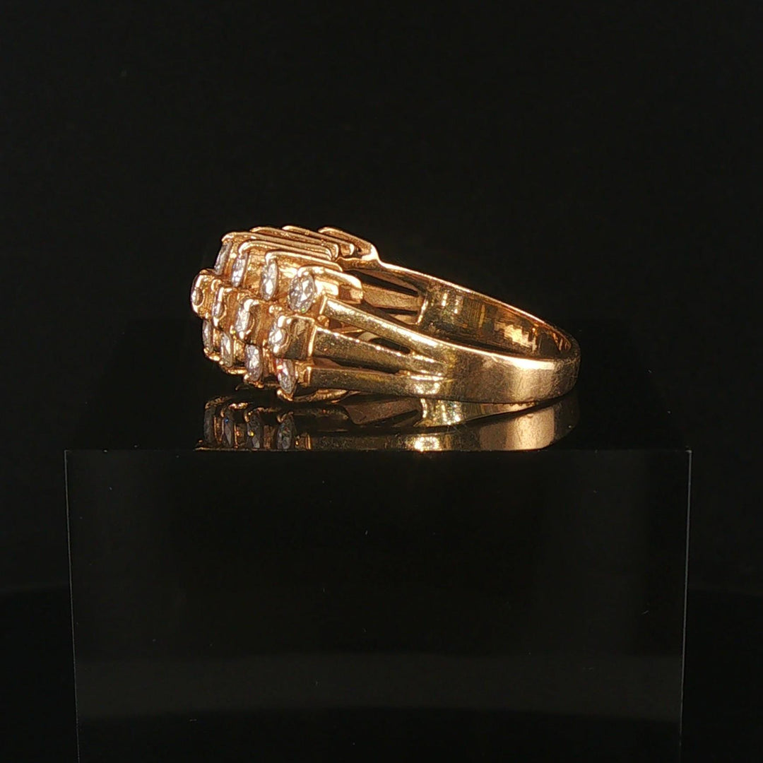 14k Yellow Gold and 2cttw Diamond Ladies Cluster Ring Size 7