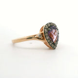 Le Vian 14k Rose Gold Pear Cut Amethyst and Diamond Halo Ring Size 7