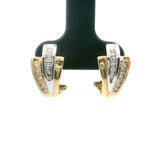 14k Yellow and White Gold Two Tone Diamond Huggie Earrings