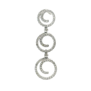 14k White Gold and Diamond Three Circle Swirl Pendant 1.4"