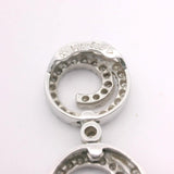 14k White Gold and Diamond Three Circle Swirl Pendant 1.4"