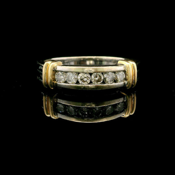 14k White and Yellow Gold 0.50cttw Diamond Men's Band Ring Size 11.5