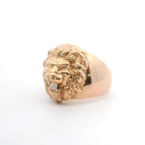 14k Rose Gold and Diamond 16.9g Solid Lion Head Ring Size 7.75