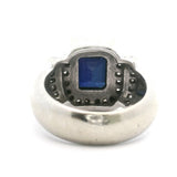 14k White Gold Blue Sapphire and Diamond Vintage Ring Size 6.5