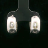14k White Gold and Bezel Set Diamond Solid Small Huggie Earrings