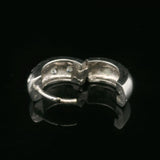 14k White Gold and Bezel Set Diamond Solid Small Huggie Earrings