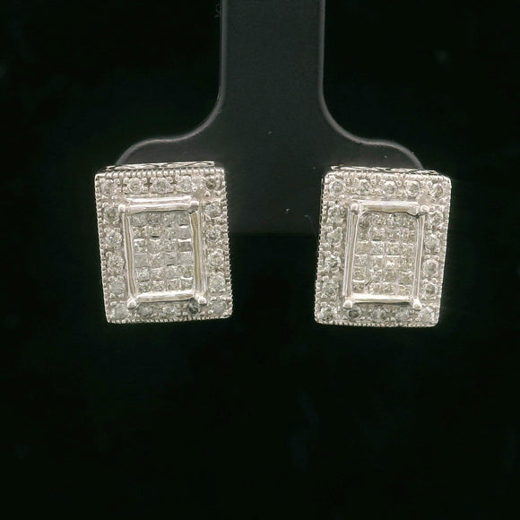 14k White Gold and 1cttw Diamond Vintage Square Stud Earrings