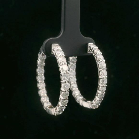 14k White Gold and 4cttw Diamond Inside Out Hoop Earrings 1.2
