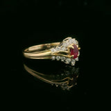 14k Yellow Gold Ruby and Diamond Ladies Vintage Ring Size 8