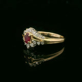 14k Yellow Gold Ruby and Diamond Ladies Vintage Ring Size 8
