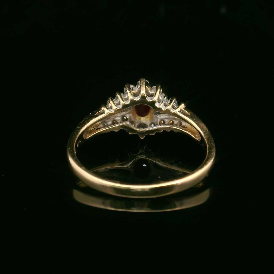 14k Yellow Gold Ruby and Diamond Ladies Vintage Ring Size 8