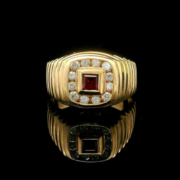 14k Yellow Gold Ruby and Diamond 8.5g Ring Size 8.5
