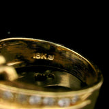 18k Yellow Gold Blue Sapphire and Diamond Ladies Ring Size 5.25