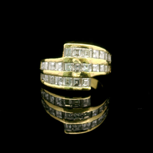 18k Yellow Gold and 3cttw Diamond Heavy Bypass Band Ring Size 6