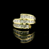18k Yellow Gold and 3cttw Diamond Heavy Bypass Band Ring Size 6