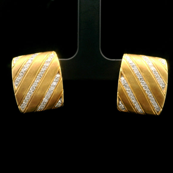 18k Yellow Gold and 0.65cttw Diamond 16g Solid Vintage Huggie Earrings