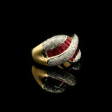 18k Yellow Gold Ruby and 0.90cttw Diamond Ladies Ring Size 6