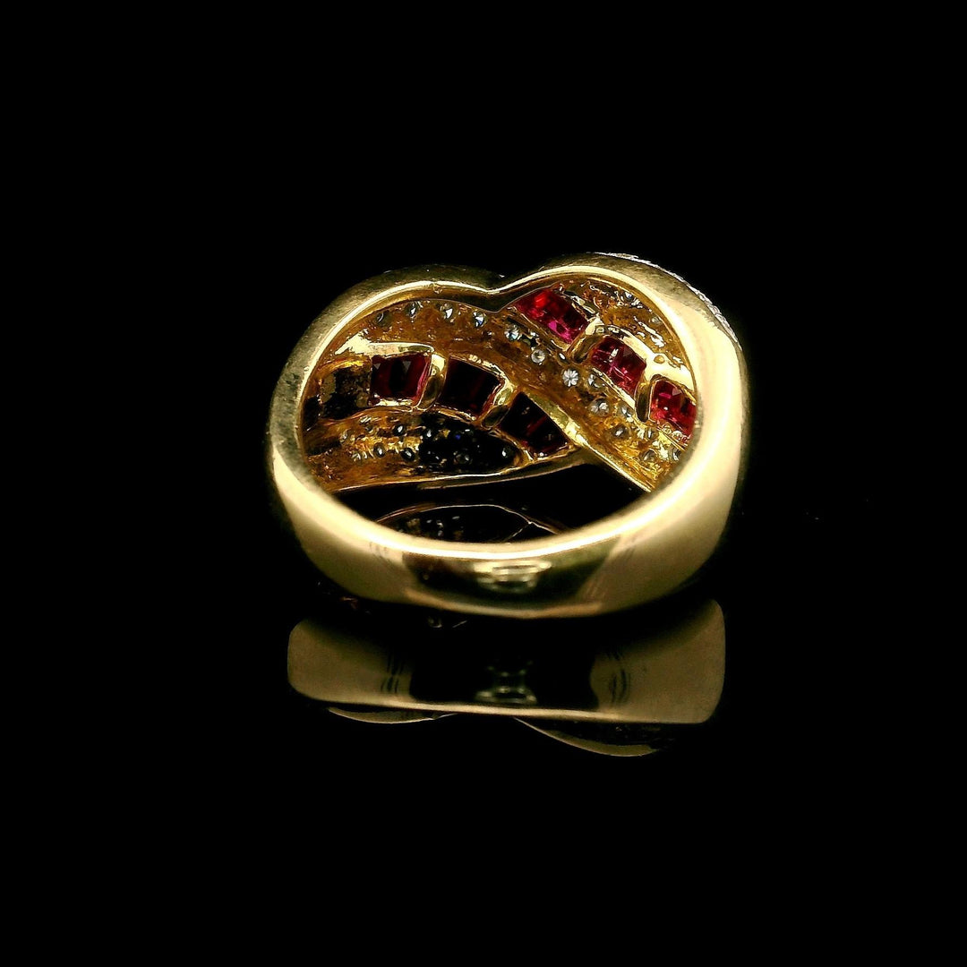 18k Yellow Gold Ruby and 0.90cttw Diamond Ladies Ring Size 6