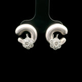 18k White Gold and Diamond 7.9g Vintage C Floral Stud Earrings