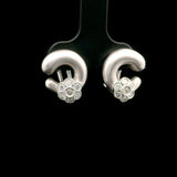 18k White Gold and Diamond 7.9g Vintage C Floral Stud Earrings