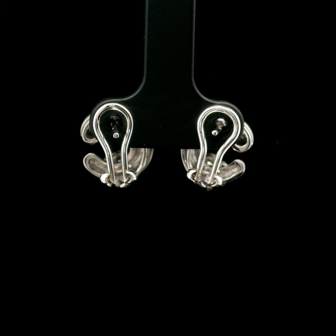 18k White Gold and Diamond 7.9g Vintage C Floral Stud Earrings
