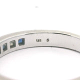 14k White Gold Blue Sapphire and Diamond 3mm Band Ring Size 7.25