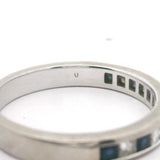 14k White Gold Blue Sapphire and Diamond 3mm Band Ring Size 7.25