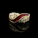 14k Yellow Gold Ruby and 0.71cttw Diamond Fancy Band Ring Size 8