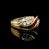 14k Yellow Gold Ruby and 0.71cttw Diamond Fancy Band Ring Size 8