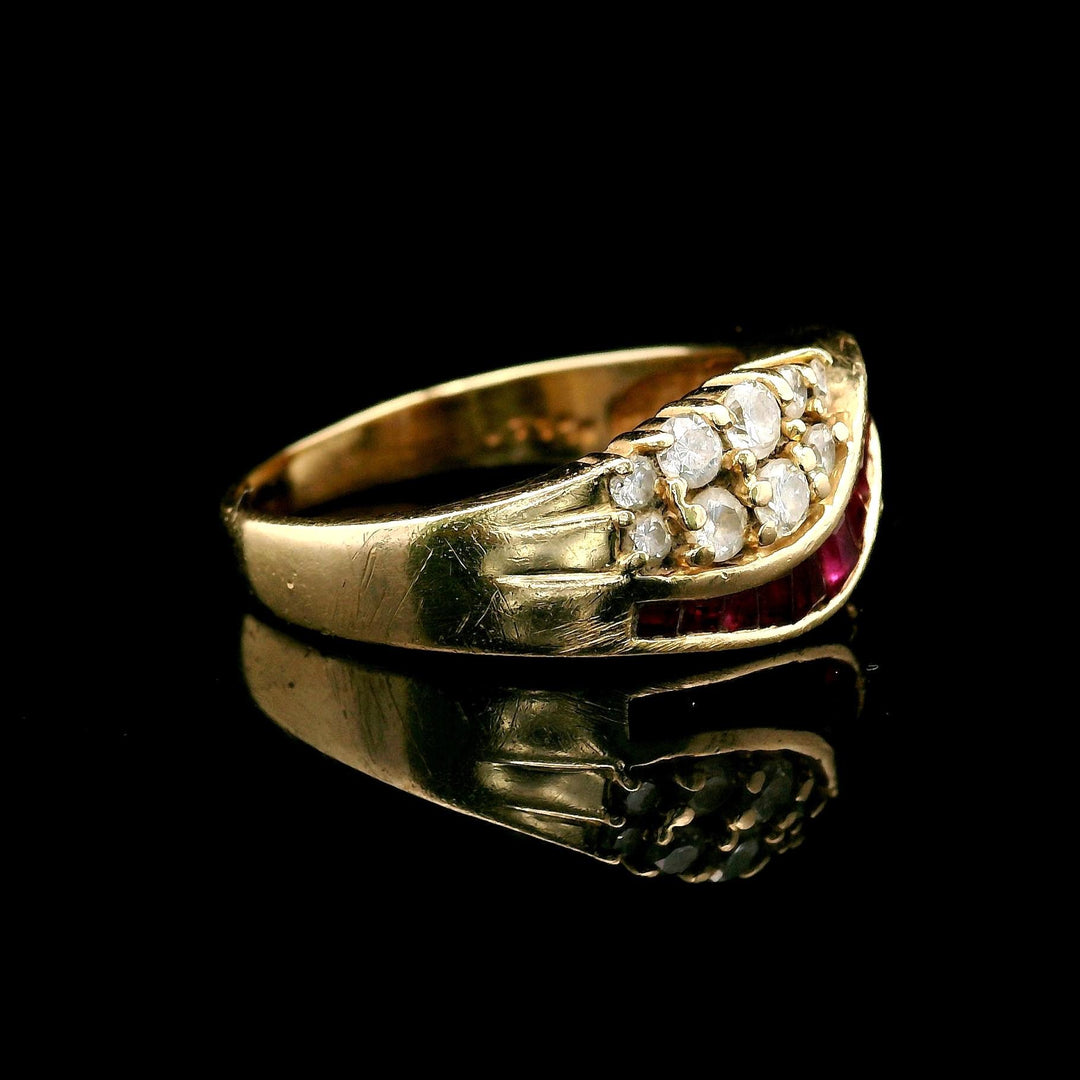 14k Yellow Gold Ruby and 0.71cttw Diamond Fancy Band Ring Size 8
