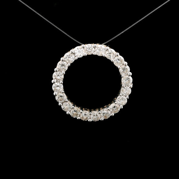 14k Yellow Gold and 1.5cttw Diamond Circle Slide Pendant
