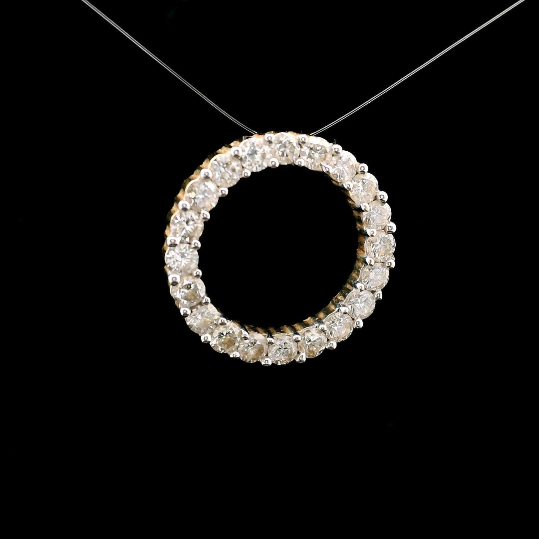 14k Yellow Gold and 1.5cttw Diamond Circle Slide Pendant