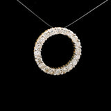 14k Yellow Gold and 1.5cttw Diamond Circle Slide Pendant