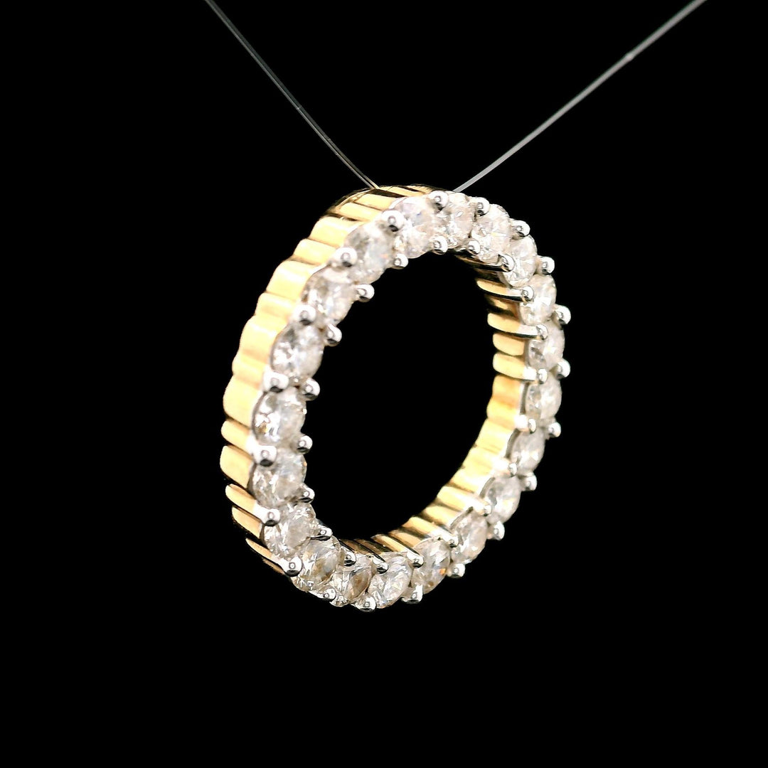 14k Yellow Gold and 1.5cttw Diamond Circle Slide Pendant