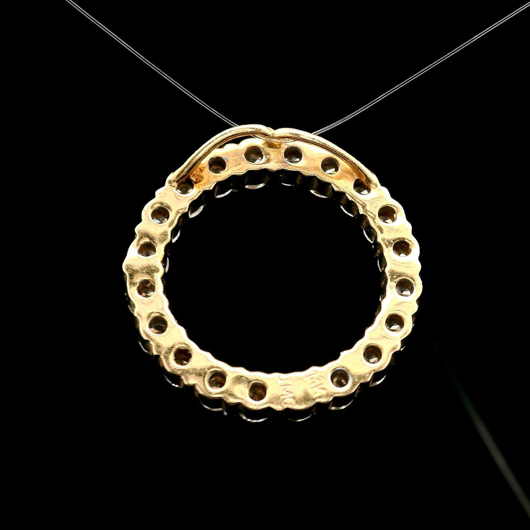 14k Yellow Gold and 1.5cttw Diamond Circle Slide Pendant