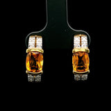 18k Yellow Gold Citrine and Diamond Huggie Earrings