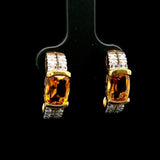 18k Yellow Gold Citrine and Diamond Huggie Earrings